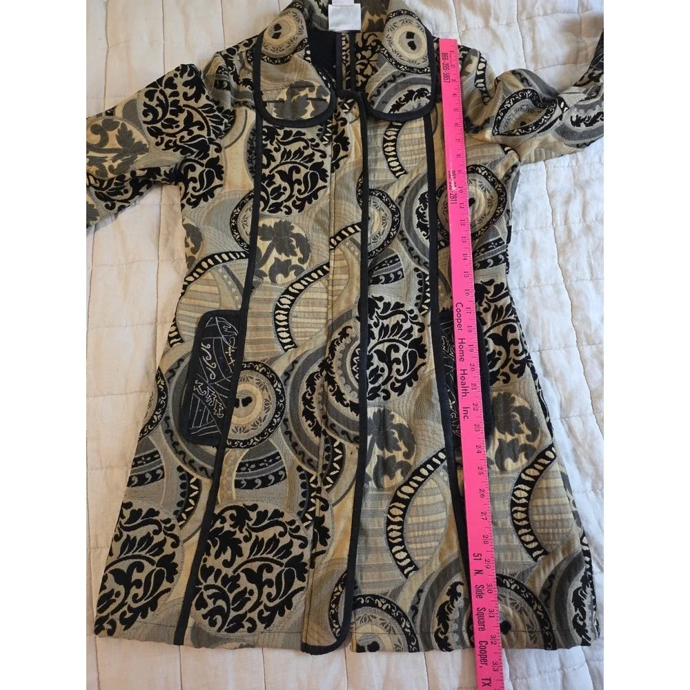 Yak Magik Sz S Blazer Tapestry Jacket Zip Front Embroidered Sequins‎ Artsy